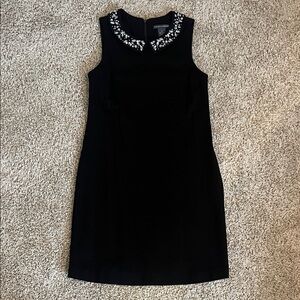 Chelsea & Theodore Black Mini Dress with Embellished Collar